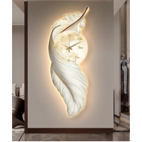 Decoration Home Wall Feather Clock MDF With Light Hight Quality
